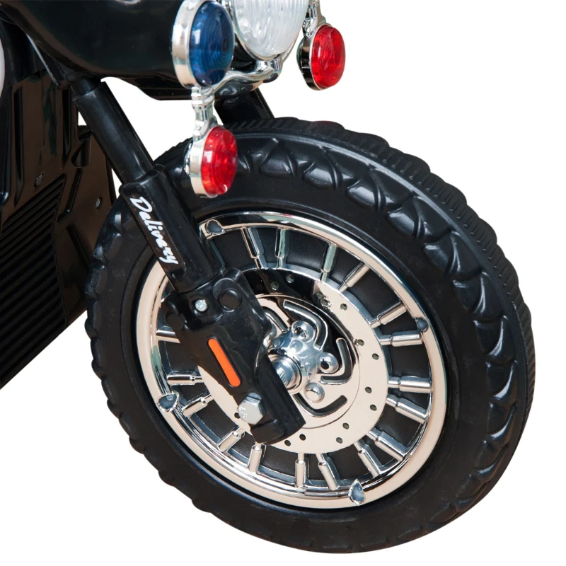 HOMCOM Mini Moto Triciclo Elettrico per Bambini con Luci e Musica, Velocità 2.5KM/h in PP Nero, 80 x 43 x 54.5cm