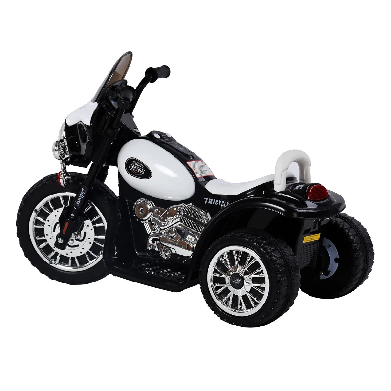 HOMCOM Mini Moto Triciclo Elettrico per Bambini con Luci e Musica, Velocità 2.5KM/h in PP Nero, 80 x 43 x 54.5cm