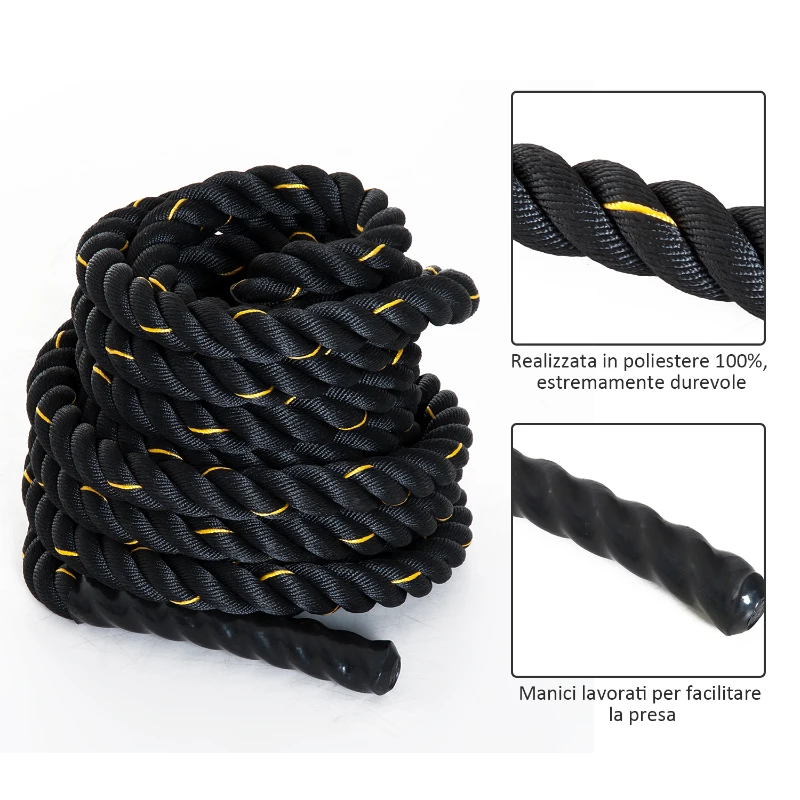 HomCom Battle Rope Forza Fitness Corda da Allenamento (Ф38mm) Lunghezza 15m
