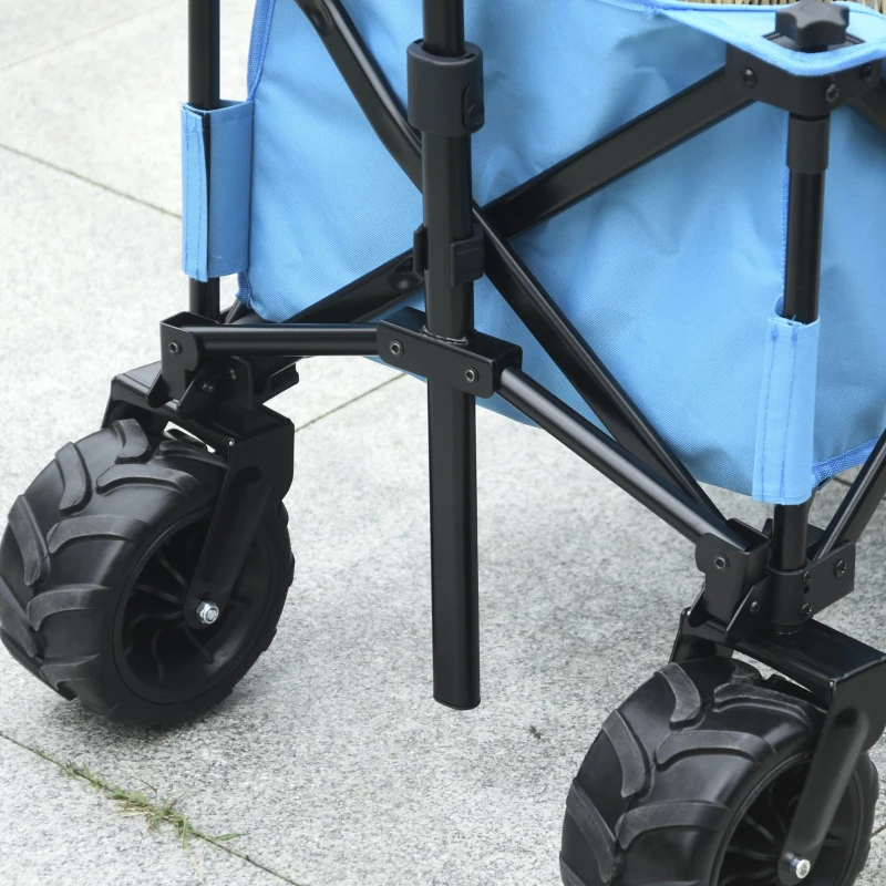 Outsunny Carrello Pieghevole per Giardinaggio Campeggio Telaio in Acciaio e Tessuto Oxford Blu 94 x 55 x 93.5cm