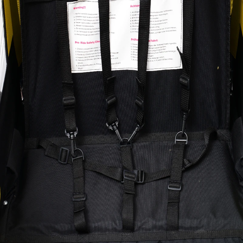 Outsunny Rimorchio Bici per Bambini Passeggio Carrello Portabimbi Mutifunzioanle 2 in 1, 122 × 90 × 106cm Giallo