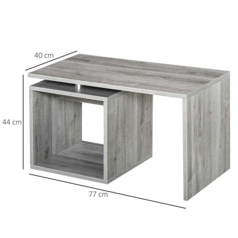 HomCom Moderno Tavolino da Salotto in Legno MDF, Grigio, 77x40x44cm