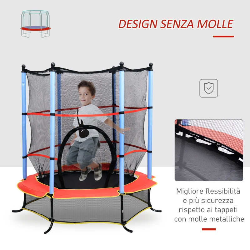 Homcom Trampolino Elastico con Rete di Sicurezza Diametro 140cm