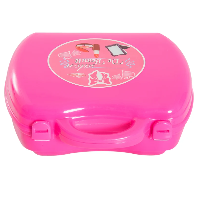 HOMCOM Set Bellezza Trucchi Giocattolo Valigetta Richiudibile Bambine 20pz Portatile 34 × 27 × 29cm Rosa