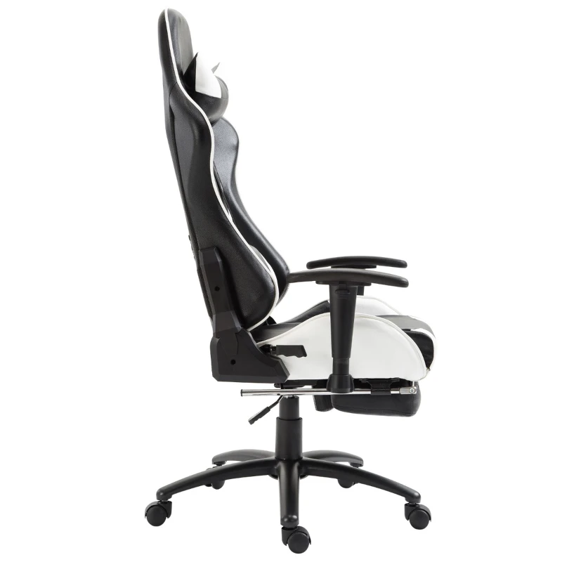 Vinsetto Sedia Gaming con Poggiapiedi Poltrona Ufficio Ergonomica Presidenziale Girevole 68 × 63 × 128-137cm Schienale Reclinabile Nero