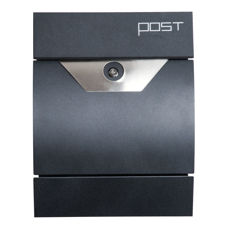 HOMCOM Cassetta Postale con Scomparto per Giornali, 2 Chiavi, Montaggio a Muro, in Acciaio, Grigio, 35x9.5x44.5cm