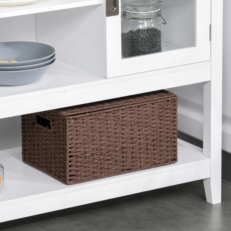 HOMCOM Aparador Buffet Moderno con 3 Estantes y 2 Armarios de Puertas Mueble Auxiliar Multiusos para Cocina Comedor Salón 115x39,5x81cm Blanco