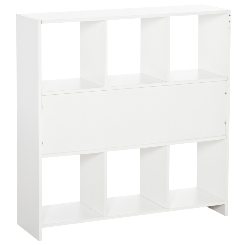 HOMCOM Estantería Librería con 8 Compartimentos Estantería de Exposición Libros Estilo Moderno para Sala de Estar Dormitorio Oficina 97,5x30x100 cm Blanco