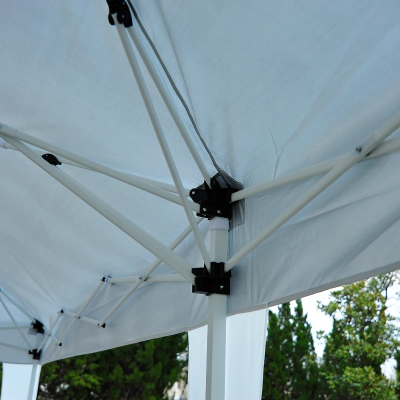 Outsunny Carpa Plegable en Acordeón 6x3 m con Toldo Bolsa Transporte Incluida Cenador Gazebo de Acero Tela Oxford Resistente al Agua Color Blanco