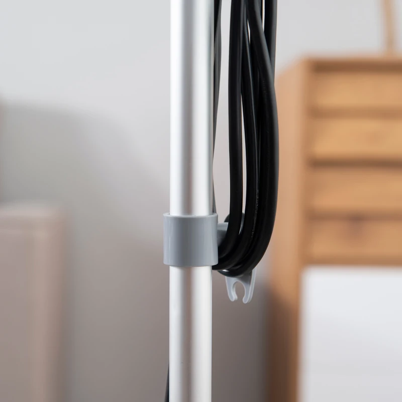 HOMCOM Mopa a Vapor 1300W Limpiador a Vapor Multifuncional con Depósito de 450 ml y 11 Accesorios Incluidos Calentamiento en 25-30 Segundos 28x21x112 cm Gris y Blanco