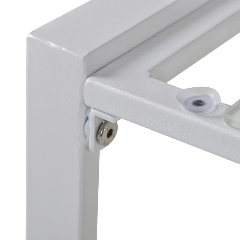 Outsunny Set Mobilier de Exterior Lounge de Gradina din Metal Alb si Albastru