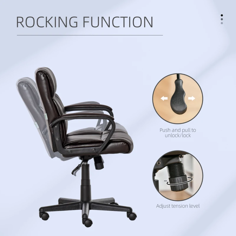 Vinsetto scaun ergonomic, imitatie piele 61x69x90-100cm, maro