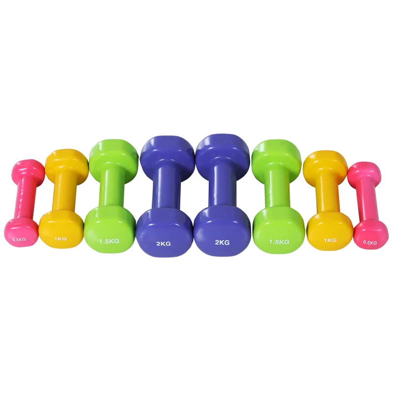 HOMCOM set 4 perechi greutati, cu valiza, 0.5kg, 1kg, 1.5kg, 2 kg
