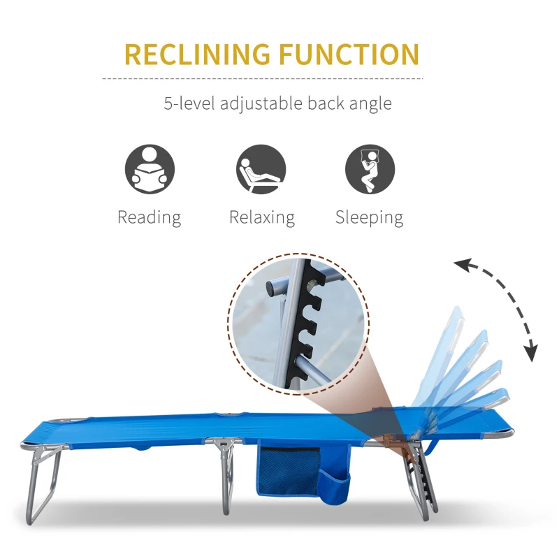 Outsunny sezlong pliabil, portabil, 58x193x 35.5cm