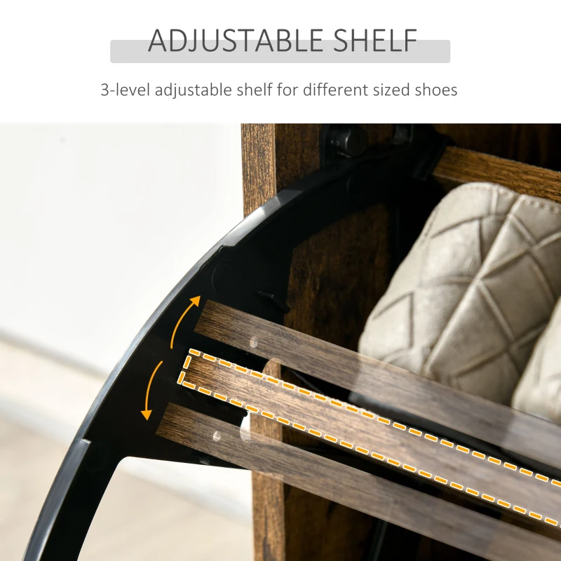 HOMCOM Mobilier Suport pentru Pantofi 3 Usi cu Polite Reglabile pentru 12-18 Pantofi Maro(m-5)