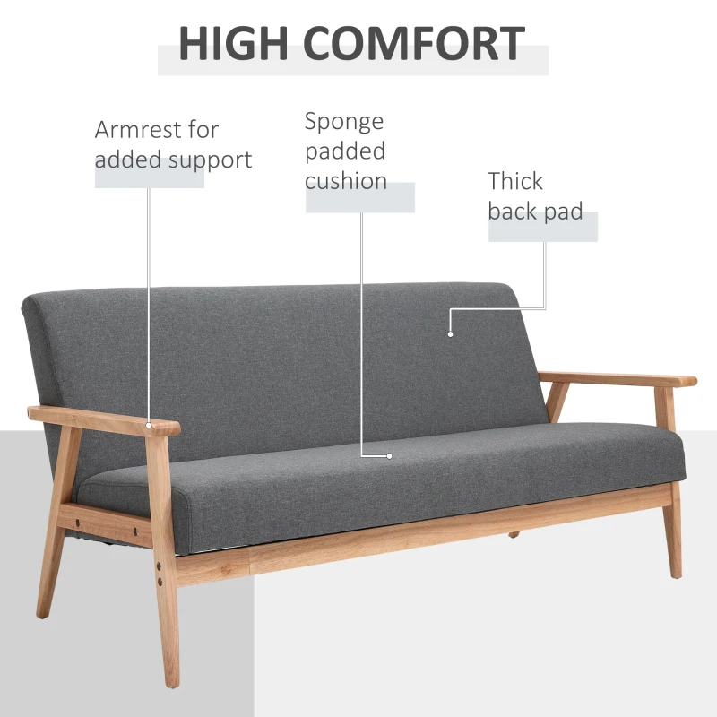 HomCom canapea cu 3 locuri, moderna, 154.5 x 68 x 73 cm