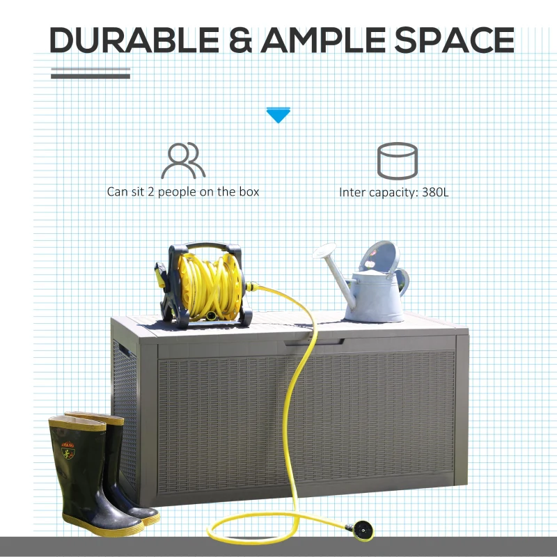 Outsunny Cufar de Gradina Efect Ratan 380L cu Asezare pentru 2 Persoane