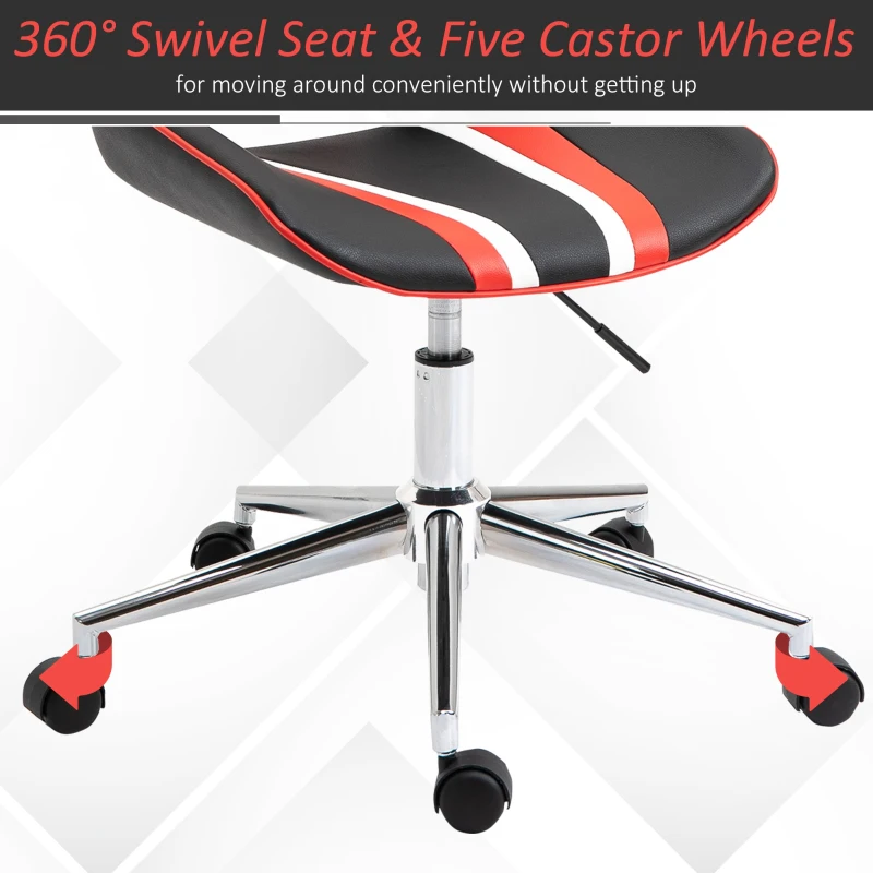 HOMCOM Scaun de Birou Pivotant si Reglabil Stil Gaming, din Piele Ecologica