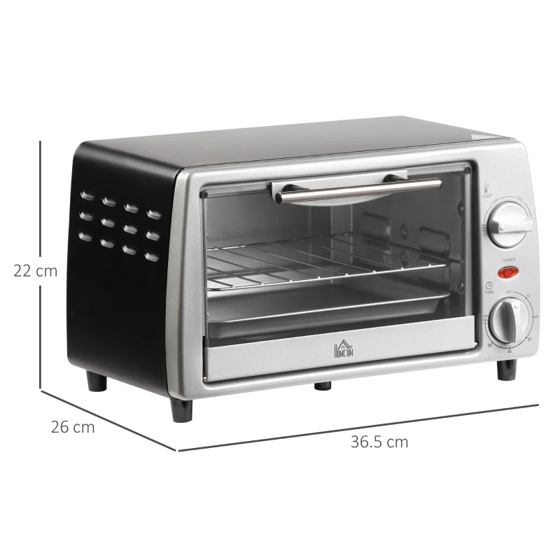 HOMCOM Cuptor Electric 10 L – Tava, Grill si Timer Reglabil
