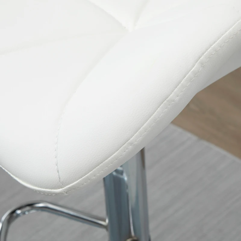 Homcom Set 2 Scaune Bar Piele Alba – Pivotante si Reglabile