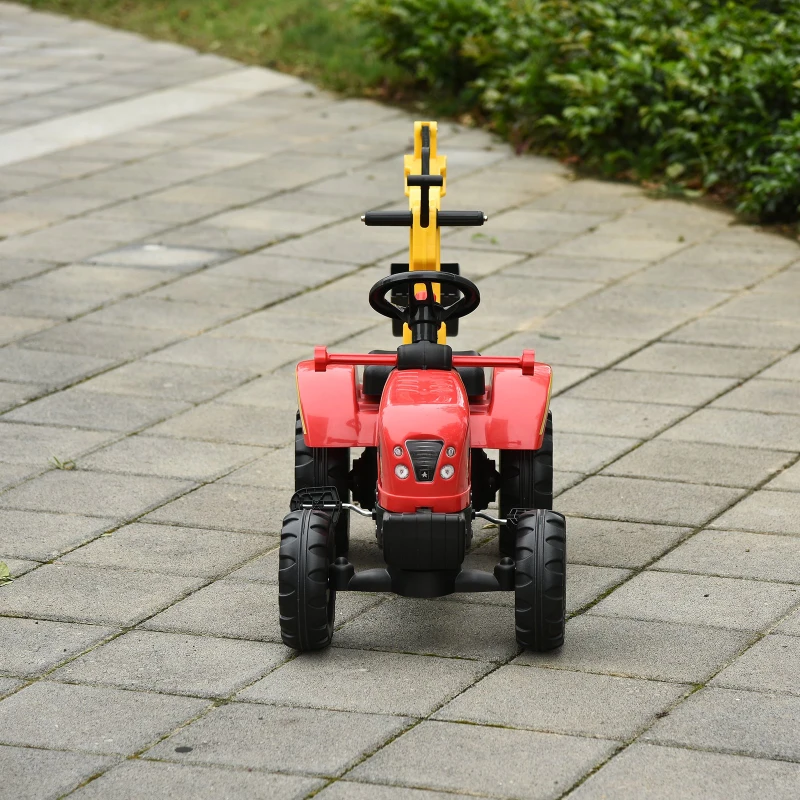 HOMCOM Tractorcu pedale si Excavator control manual pentru copii 3-6 ani rosu