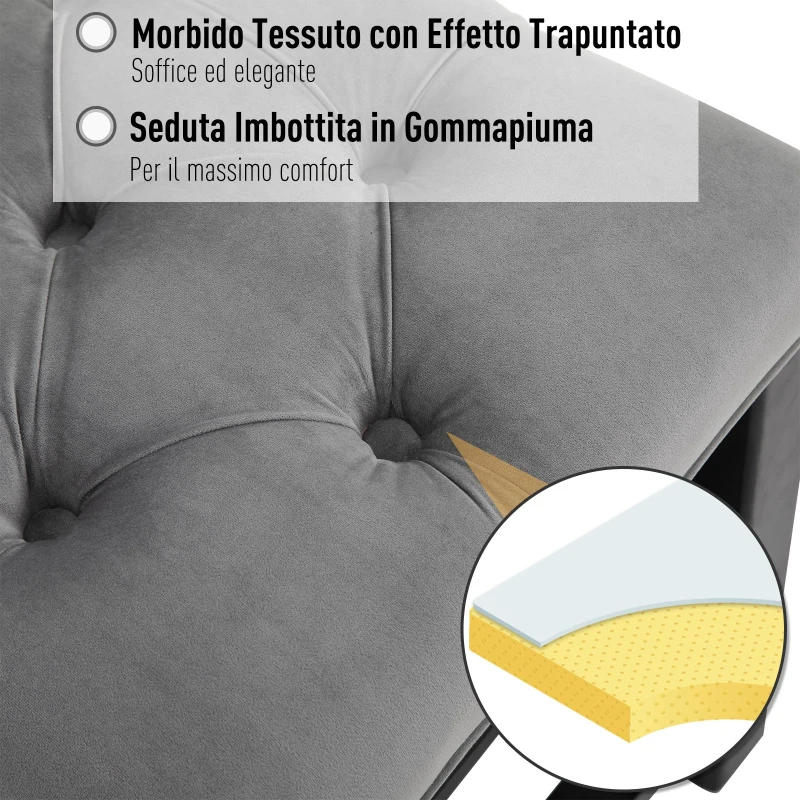 Homcom Banca pentru Pantofi Chesterfield Captusita Lemn Negru si Flanela Gri 80x40x46cm