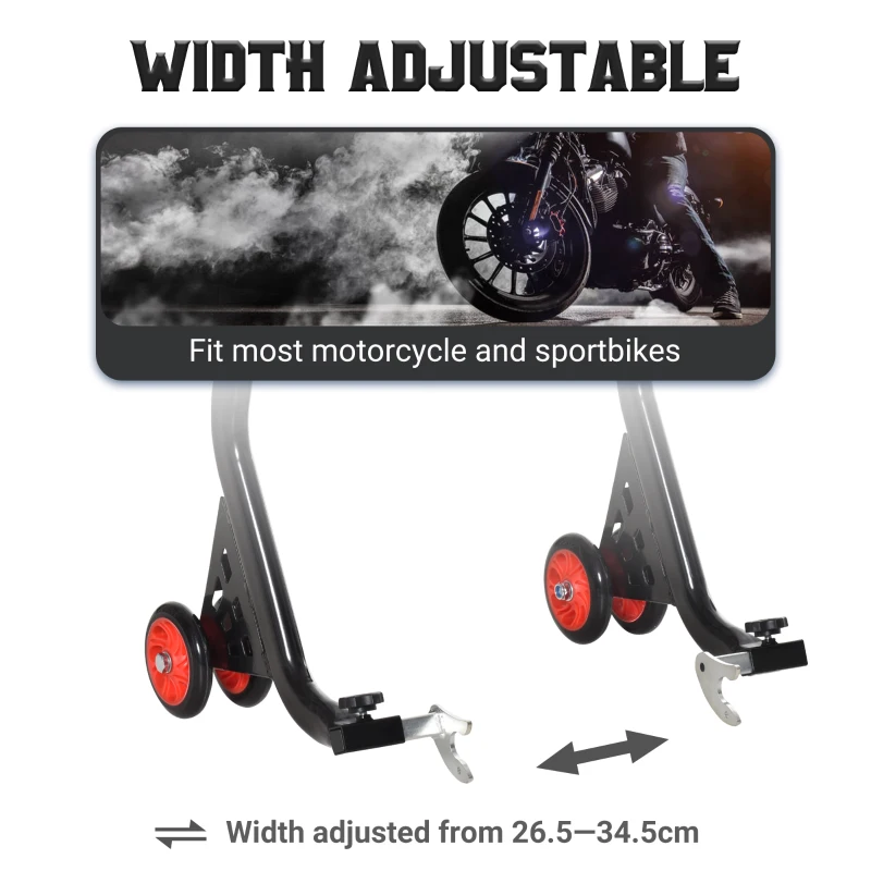DURHAND Stender spate Universal de Ridicare pentru Motociclete pana la 200 kg, Negru