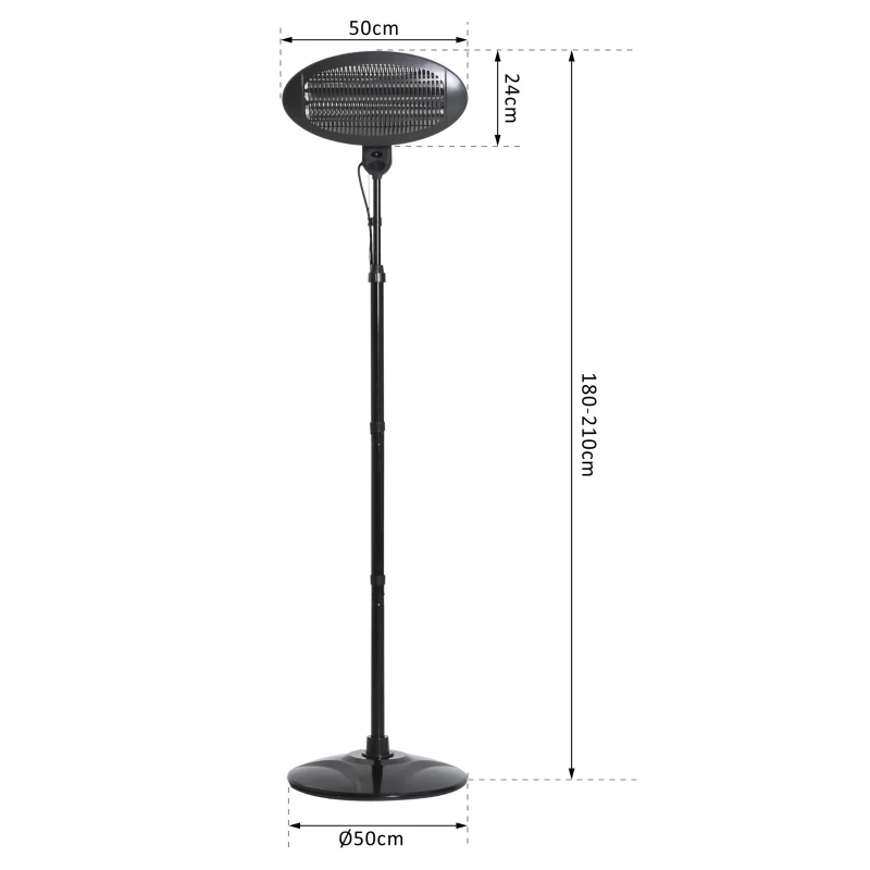 Outsunny Lampa Sistem de Incalzire pentru Extern 2000W Negru 180-210cm