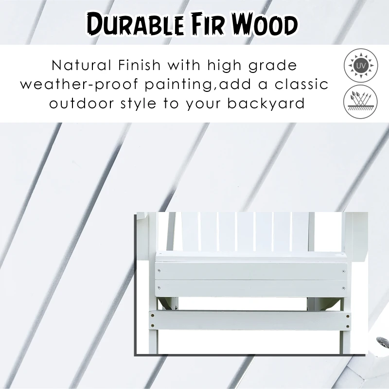 Outsunny Scaun de Gradina Adirondack din Lemn Alb 97x72.5x93cm