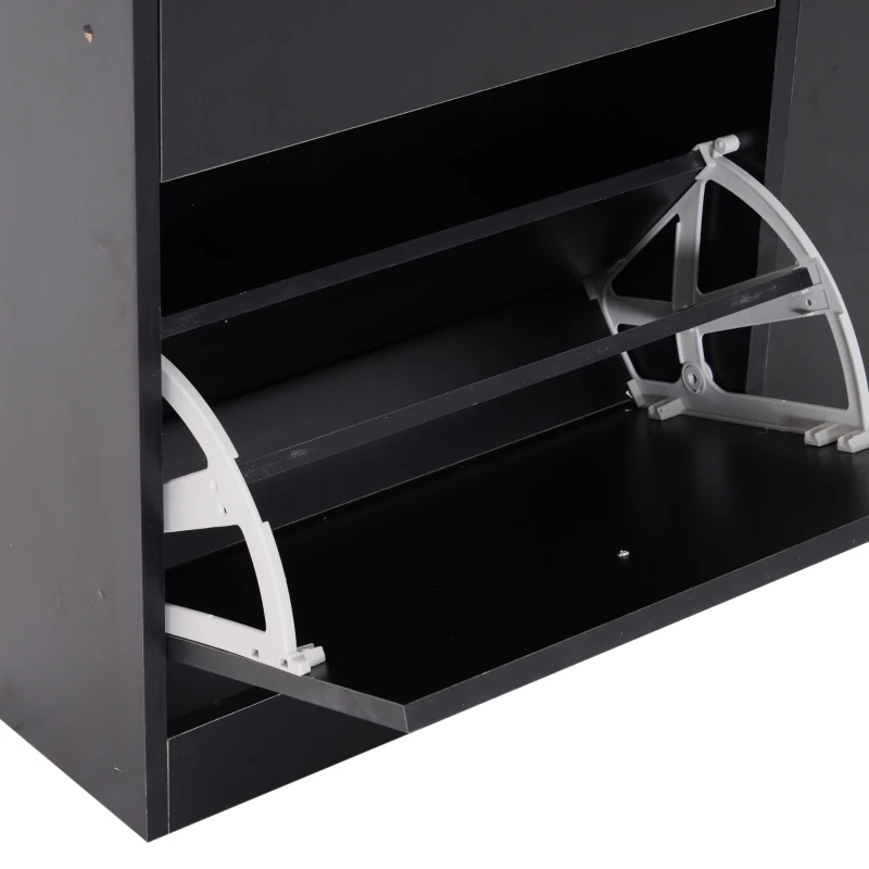HOMCOM mobilier pentru hol cu ușă pentru pantofi modern din lemn negru 80x24x120cm(m-10)