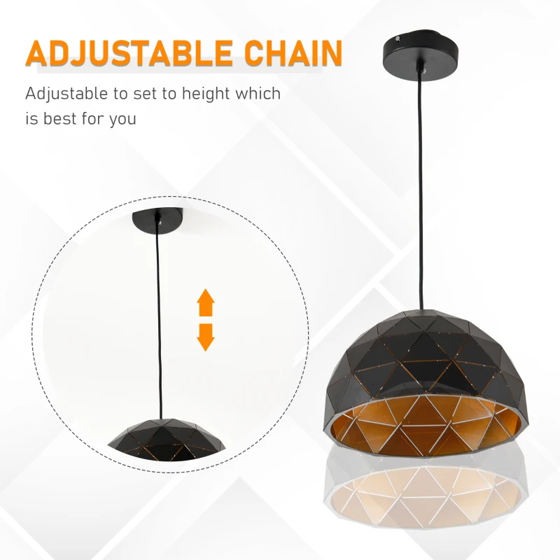 HOMCOM Lampa Vintage Suspendata Inaltime Reglabila Casa si Birou, Neagra