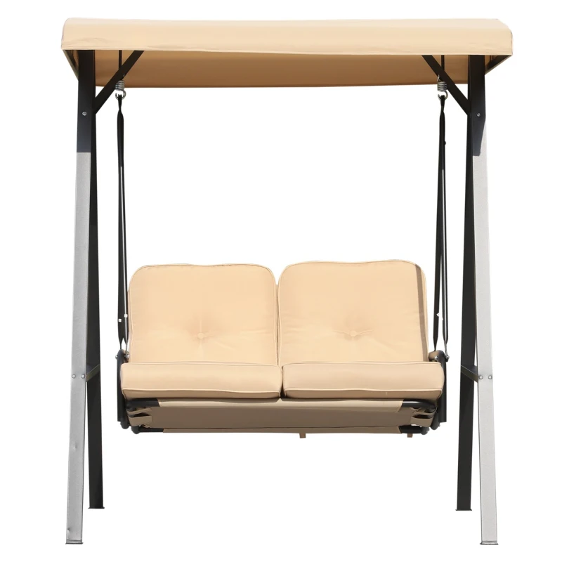 Outsunny Balansoar de Gradina cu 2 locuri, Acoperis reglabil si Structura din otel, 138 x 106 x 174cm