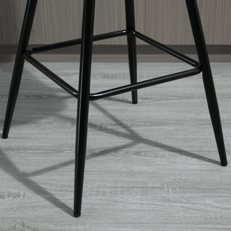 HOMCOM Set 2 Scaune Înalte în Stil Nordic cu Spătar și Suport pentru Picioare, 45x47x88 cm, Gri