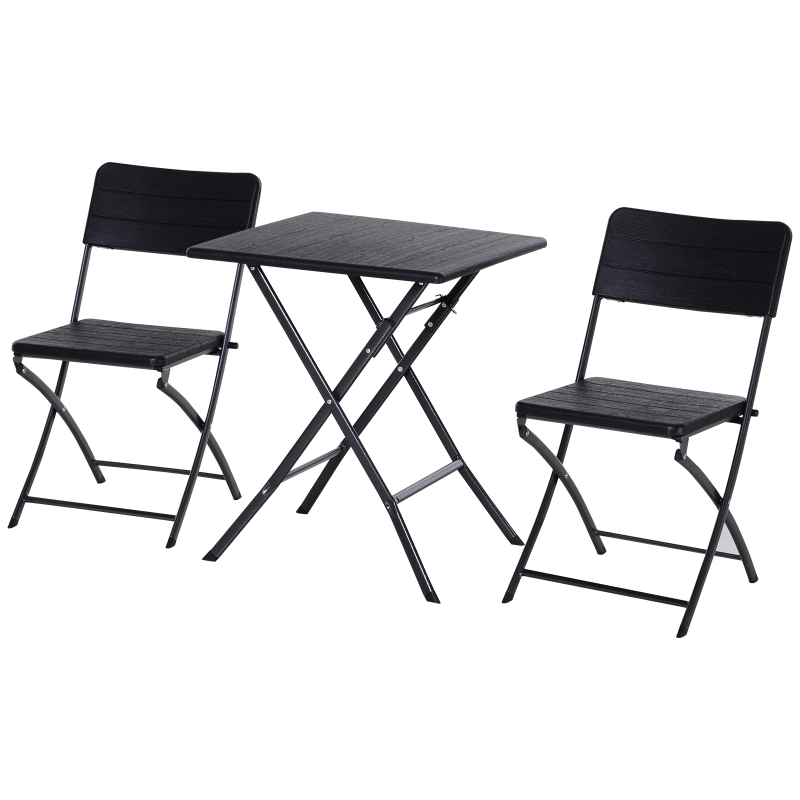 Outsunny Set de Mobilier de Exterior Masa cu 2 Scaune Pliabile Negru