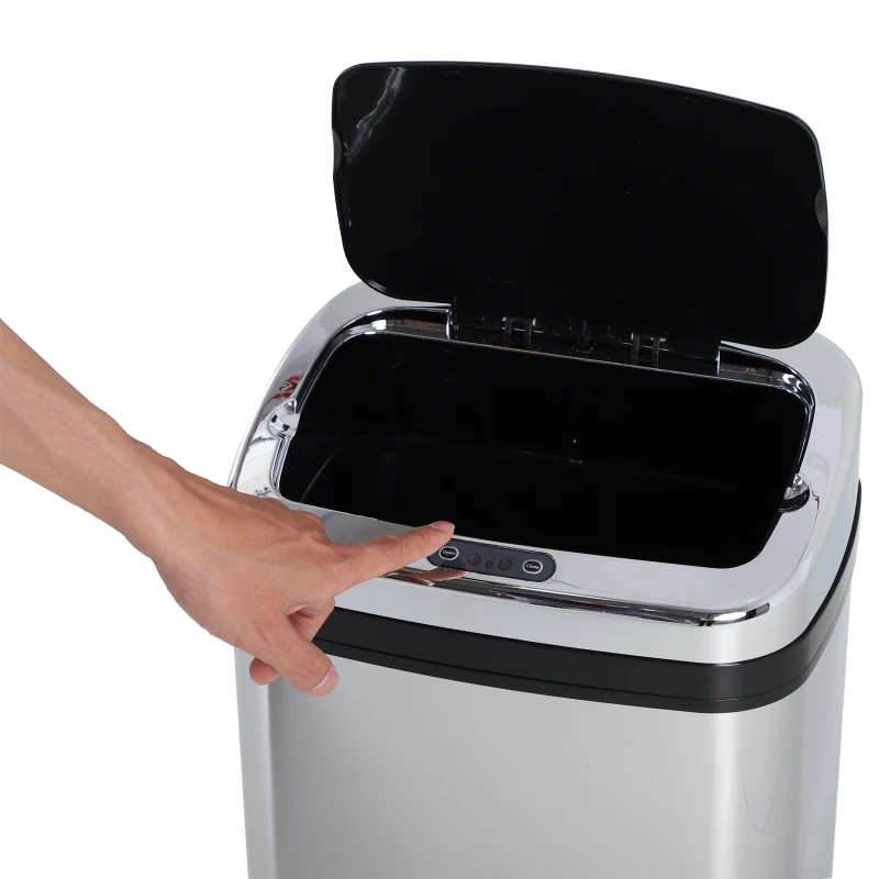 HomCom cos de gunoi patrat, din inox, cu senzor automat, 50L