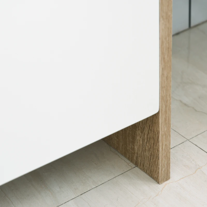 HOMCOM Dulap modern cu 2 usi 2 parti de spatiu interior alb culoare stejar
