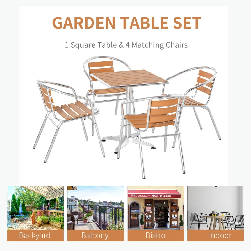 Outsunny set de gradina cu masa si 4 scaune, aluminiu
