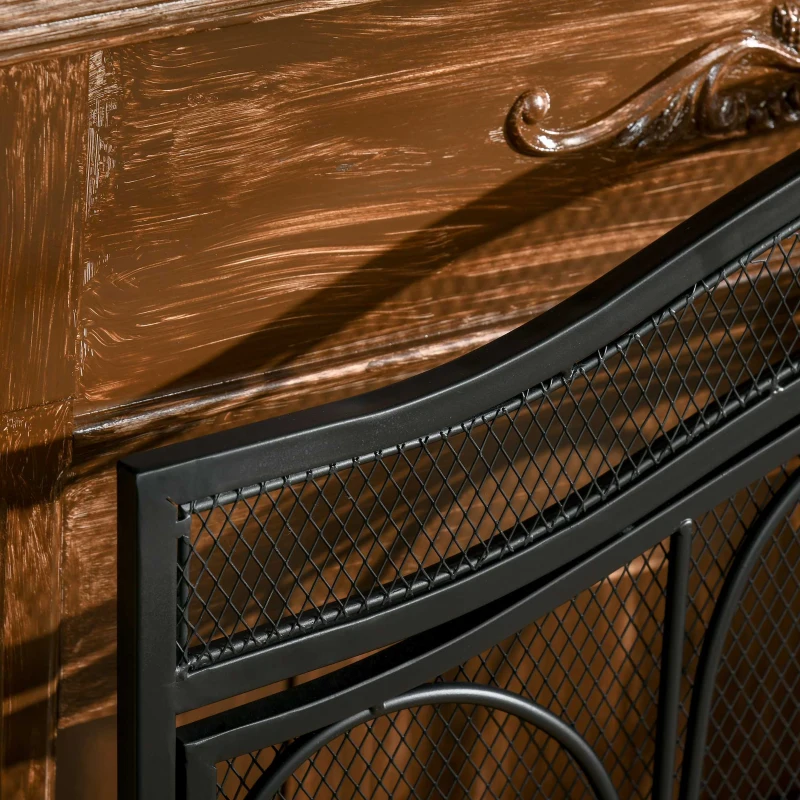 HOMCOM Paravan pentru Semineu din Metal Negru cu 2 Usi 88x30x89cm