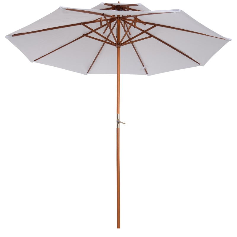 Outsunny Umbrela Gradina in Lemn cu Dublu Acoperis Impermeabil, Crem, Φ2.7×2.6m