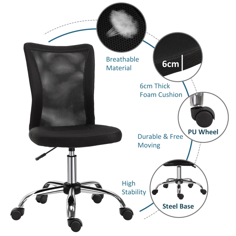Vinsetto Scaun de Birou Ergonomic Rotativ cu 5 Roti Inaltime Ajustabila
