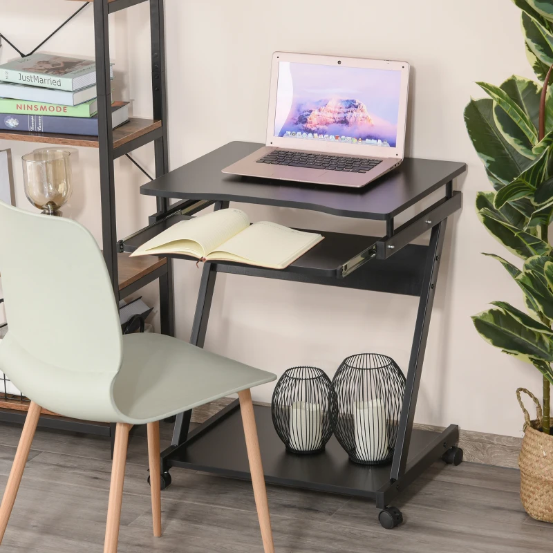 HOMCOM birou cu suport pentru PC si tastatura, negru