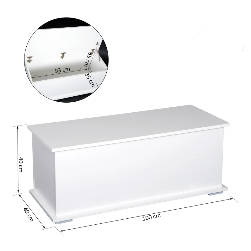 HOMCOM Cutie de Depozitare din Lemn, Moderna si Multifunctionala, pentru Camera, Intrare, Alb