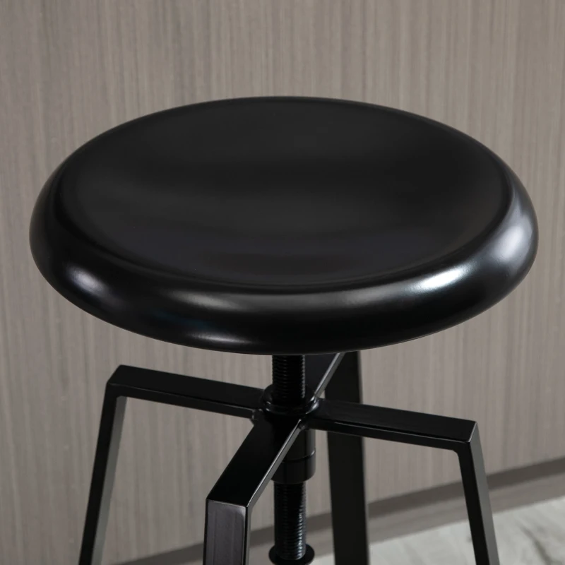 HOMCOM Set de 2 Scaune de Bar Inaltime Reglabila si Suport pentru Picioare, Stil Industrial