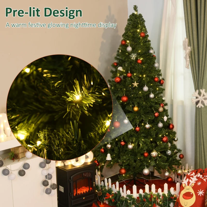 HOMCOM 210cm Brad de Craciun Pin artificial cu ramuri 960 lumini LED 300