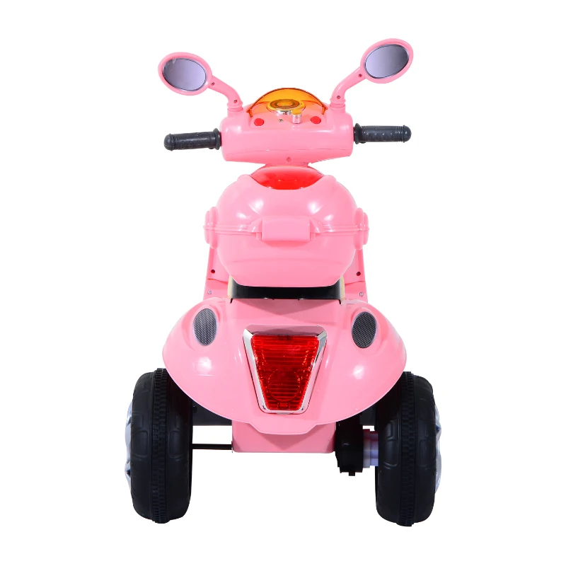 HOMCOM Motoreta Tricicleta Electrica pentru Fetite 6V cu Lumini si Muzica, Roz(m-8)