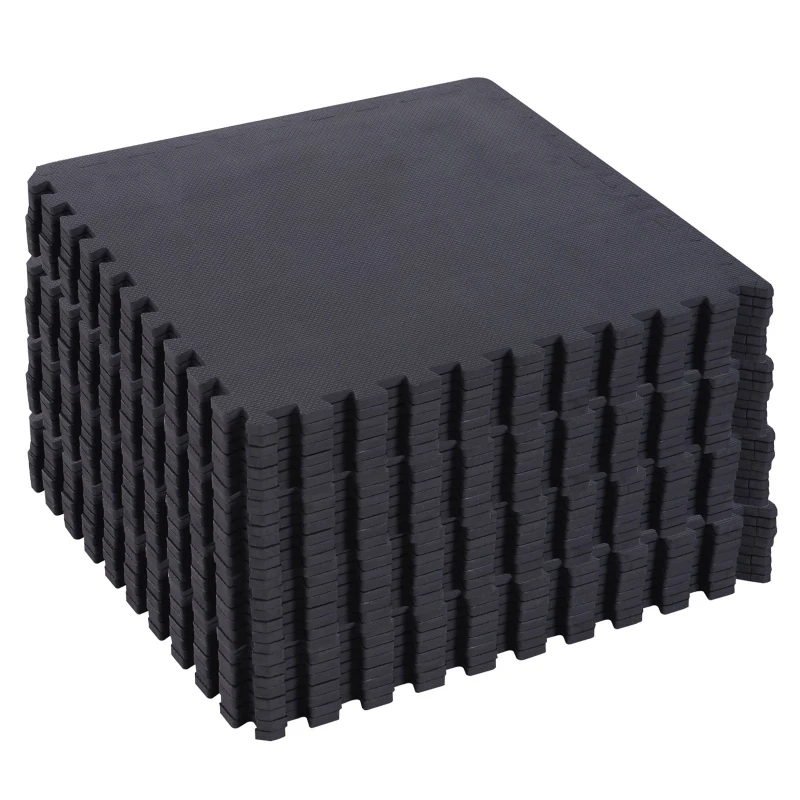 HOMCOM Covor Puzzle 32 Piese 63x63 cm in EVA Moale Negru