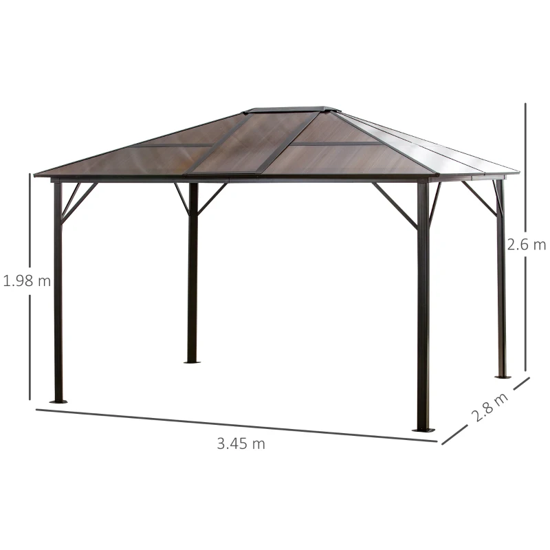 Pavilion cu acoperis rabatabil 345x280cm, maro