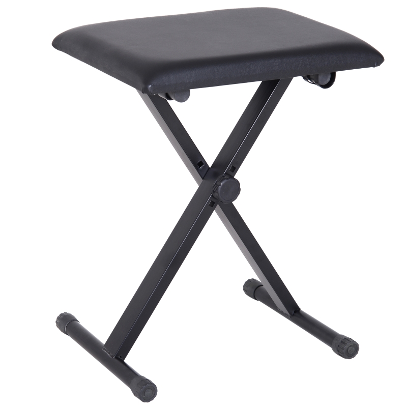 Homcom Scaun Captusit pentru Pian Pliabil cuInaltime Reglabila, Negru, 39x29x51cm