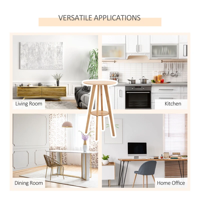 HOMCOM Masa inalta pentru bar sau bucatarie, Rotunda din Lemn Design Scandinav