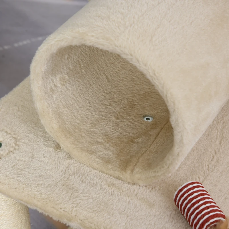 PawHut Spatiu de joaca cu suprafata de zgariat pentru pisici cu activitati multiple minge hamac din sisal plus 121cm